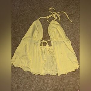 Yellow tie halter top size medium